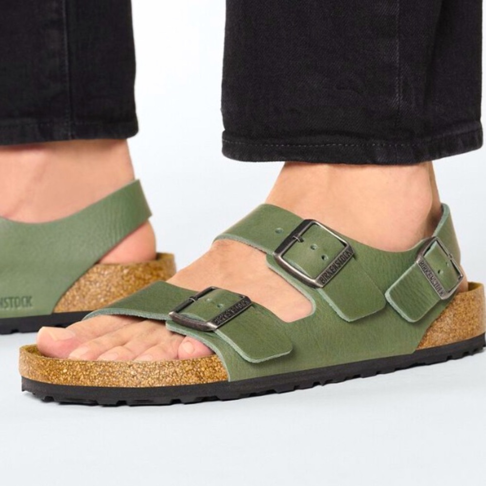 Birkenstock Milano BS leather Vintage Wood Thyme unisex back strap sandals NEW